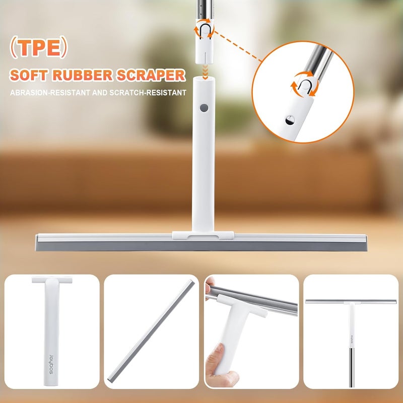 Joybos Rubber Floor Squeegee for Smooth Surface Concrete Floor, Tile Floor, Heavy Duty Garage Shower Floor Squeegee Broom for Removing Water, Commercial Scrubber Mop with Adjustable Long Handle (XL) - Image 4
